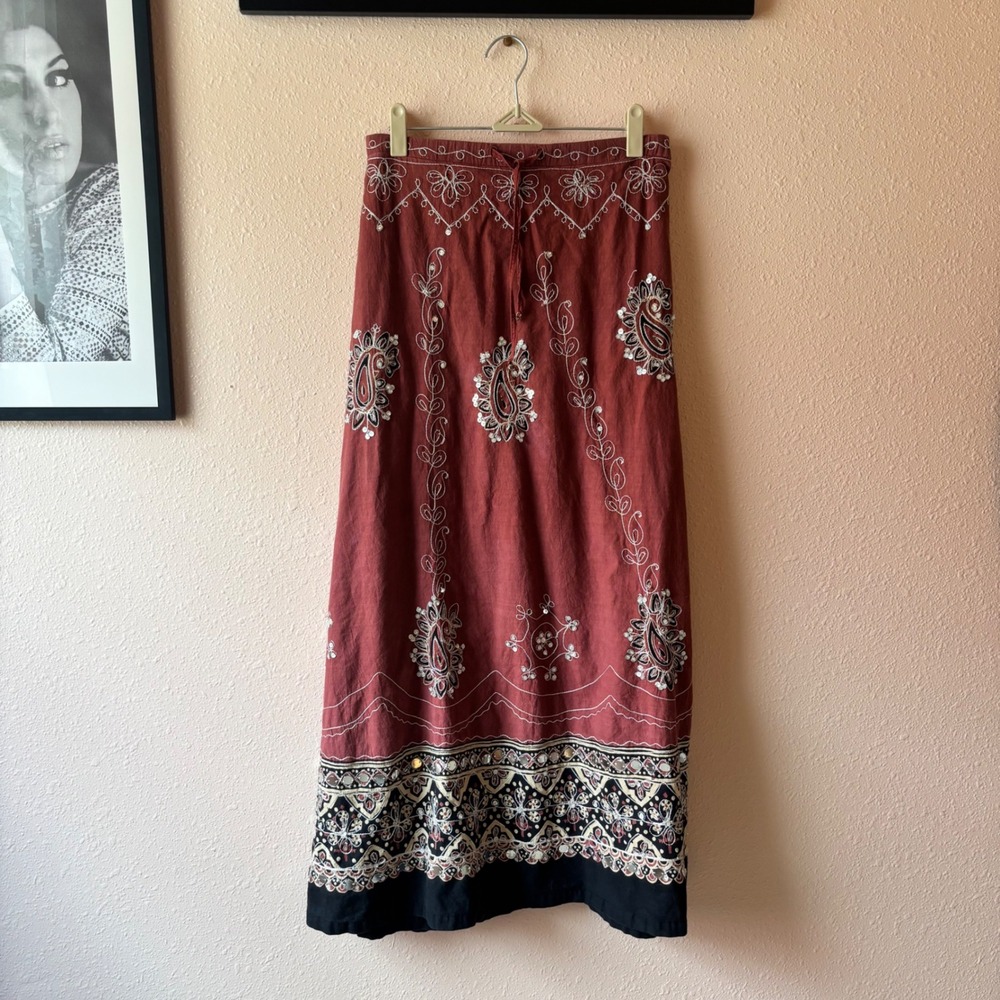 Y2K Whimsy Boho Sequined Maxi Skirt